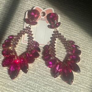 Pink Crystal Drop Earrings